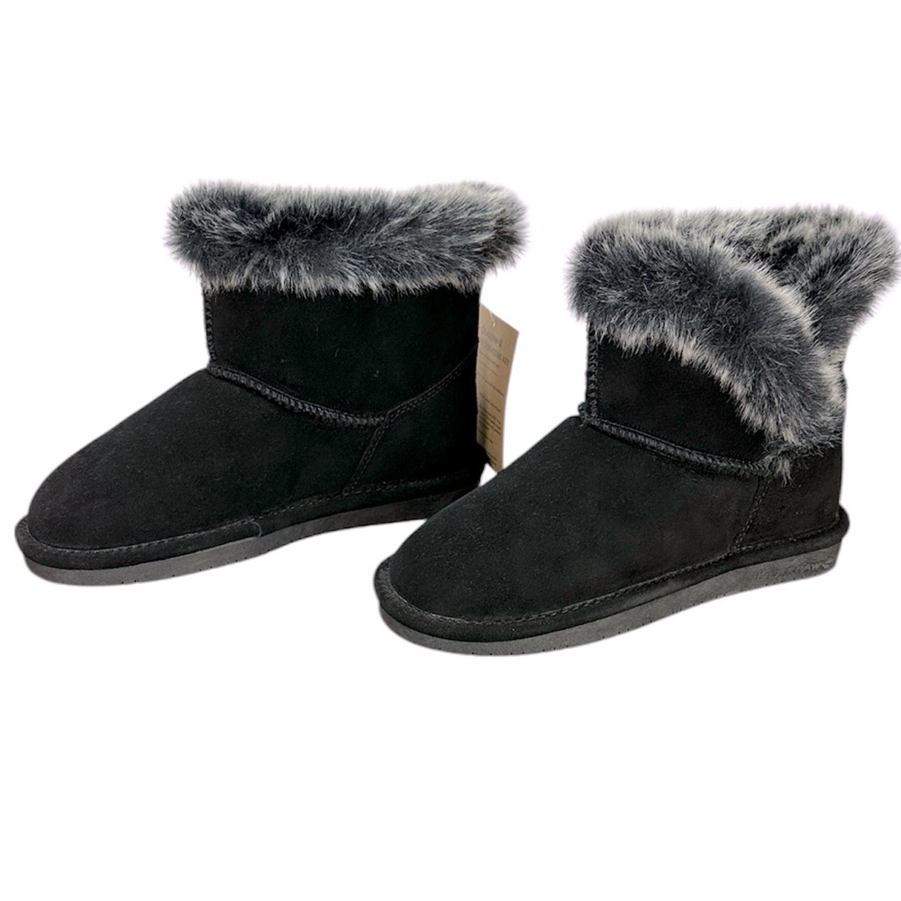 Bearpaw Helaina Black Suede Fur-Lined Boots Size 5 Youth‎ Warm Winter Boots